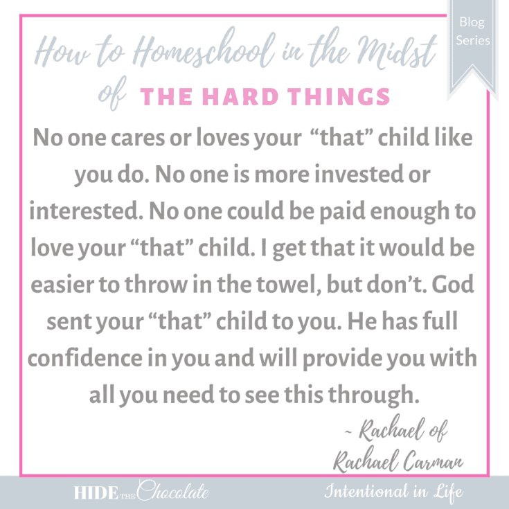 Do you have "that" child? A child that is a particularly challenging. If you do, come on over and get a dose of encouragement and life changing advice. 